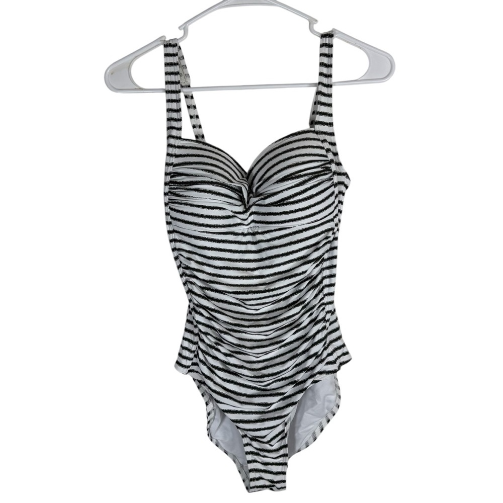 Niptuck Swim Striped One Piece Swimsuit Sweetheart Neckline Multi Fit Cup NWT